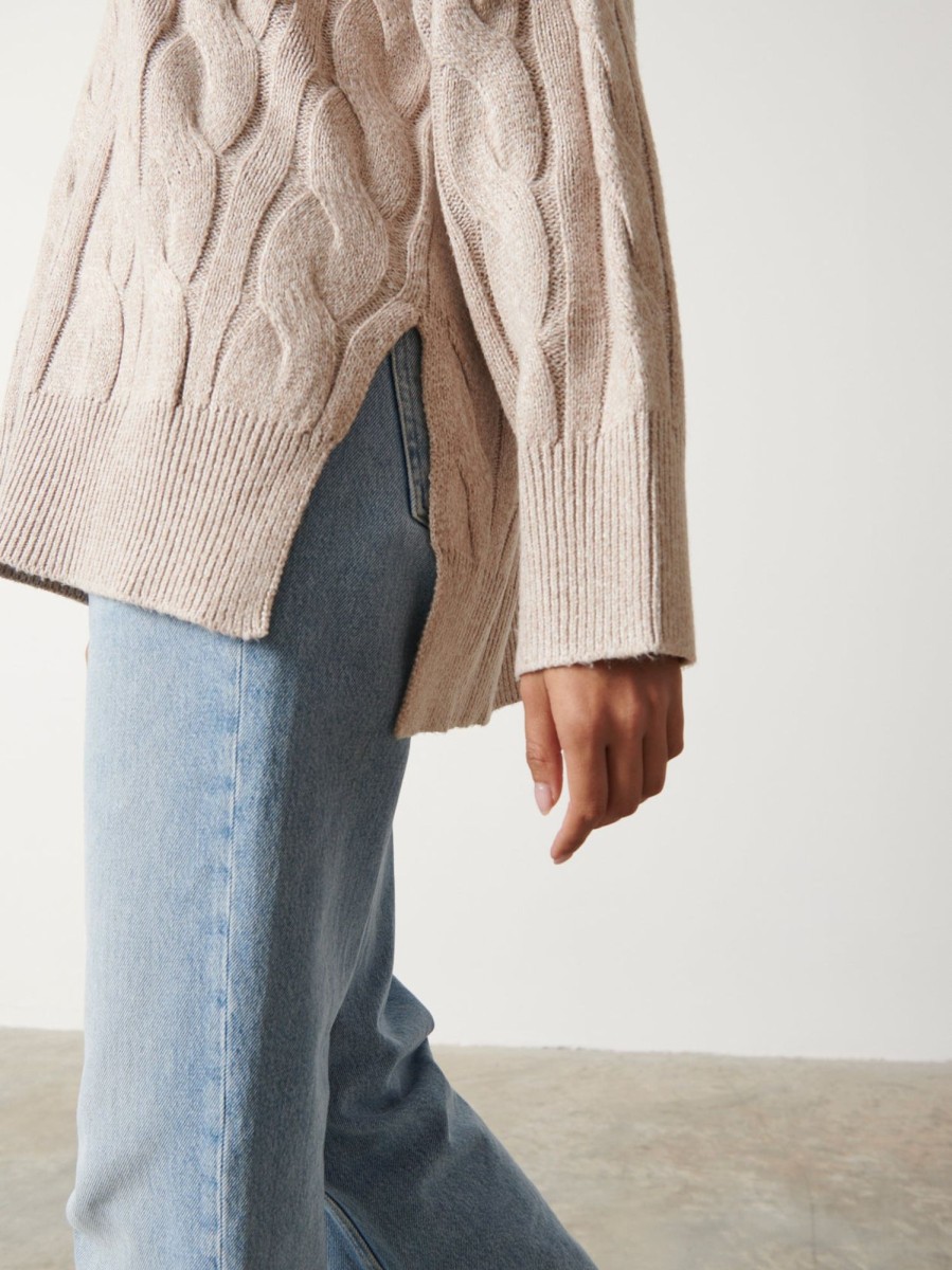 Clothing Pretty Lavish | Ashlie Cable Knit V Neck Jumper Beige