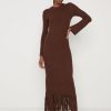 Clothing Pretty Lavish | Francoise Fringed Knit Maxi Dress Brown