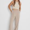 Clothing Pretty Lavish | Rae Wide Leg Trousers Beige