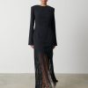 Clothing Pretty Lavish | Francoise Fringed Maxi Dress Black