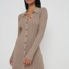 Clothing Pretty Lavish | Micah Ribbed Mini Knit Dress Taupe