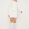 Clothing Pretty Lavish | Amie Asymmetric Button Mini Dress Cream