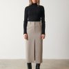 Clothing Pretty Lavish | Frankie Tailored Midaxi Skirt Taupe