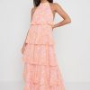 Clothing Pretty Lavish | Thea Halter Neck Ruffle Dress Pink Floral