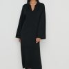 Clothing Pretty Lavish | Cas Collared Knit Dress Black