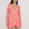 Clothing Pretty Lavish | Jessica Wrap Mini Dress Pink And Orange Floral