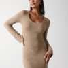 Clothing Pretty Lavish | Clara Scoop Neck Knit Dress Brown