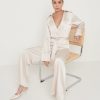 Clothing Pretty Lavish | Carmen Collared Satin Jumpsuit Cream