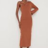 Clothing Pretty Lavish | Alayah One Shoulder Midaxi Knit Dress Ginger