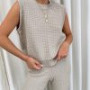 Clothing Pretty Lavish | Quinn Crochet Knit Top Taupe