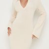 Clothing Pretty Lavish | Hayden Mini Collared Knit Dress Cream