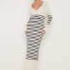 Clothing Pretty Lavish | Vanessa Striped Knit Dress Cream And Navy