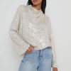 Clothing Pretty Lavish | Jayda Cowl Neck Blouse Silver