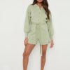 Clothing Pretty Lavish | Darcie Balloon Sleeve Knit Playsuit Olive