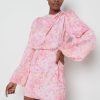 Clothing Pretty Lavish | Rachel Pleated Mini Dress Pink Abstract