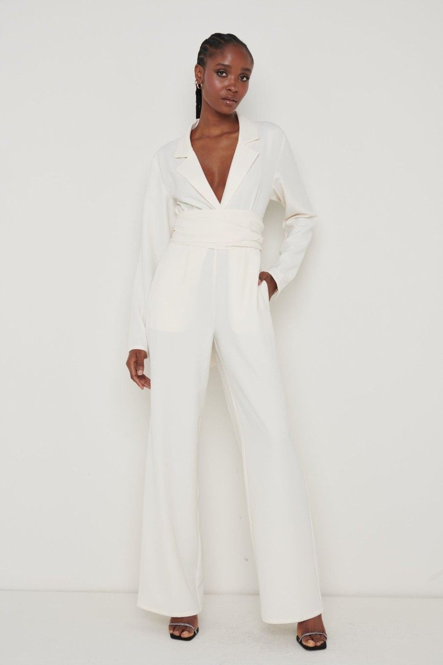 Clothing Pretty Lavish | Oaklee Blazer Jumpsuit Cream