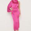 Clothing Pretty Lavish | Verity One Shoulder Satin Dress Pink