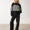 Clothing Pretty Lavish | Camille Oversized Striped Borg Jumper Black