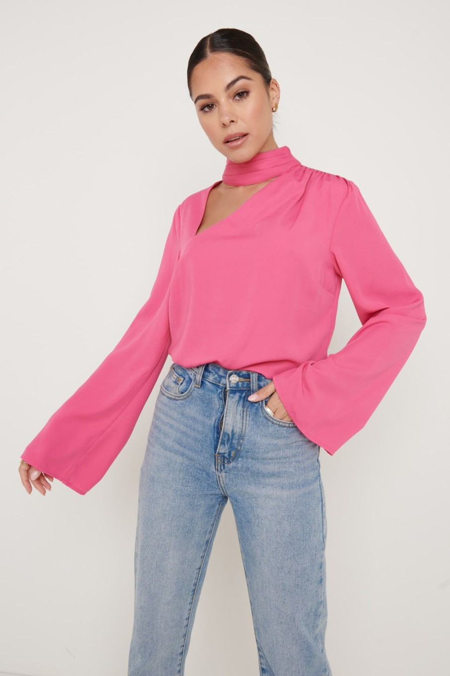 Clothing Pretty Lavish | Athene Cut Out Blouse Pink