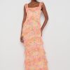 Clothing Pretty Lavish | Cecile Maxi Dress Orange And Pink Floral