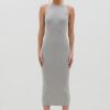 Clothing Pretty Lavish | Billie Midi Ribbed Racer Dress Grey