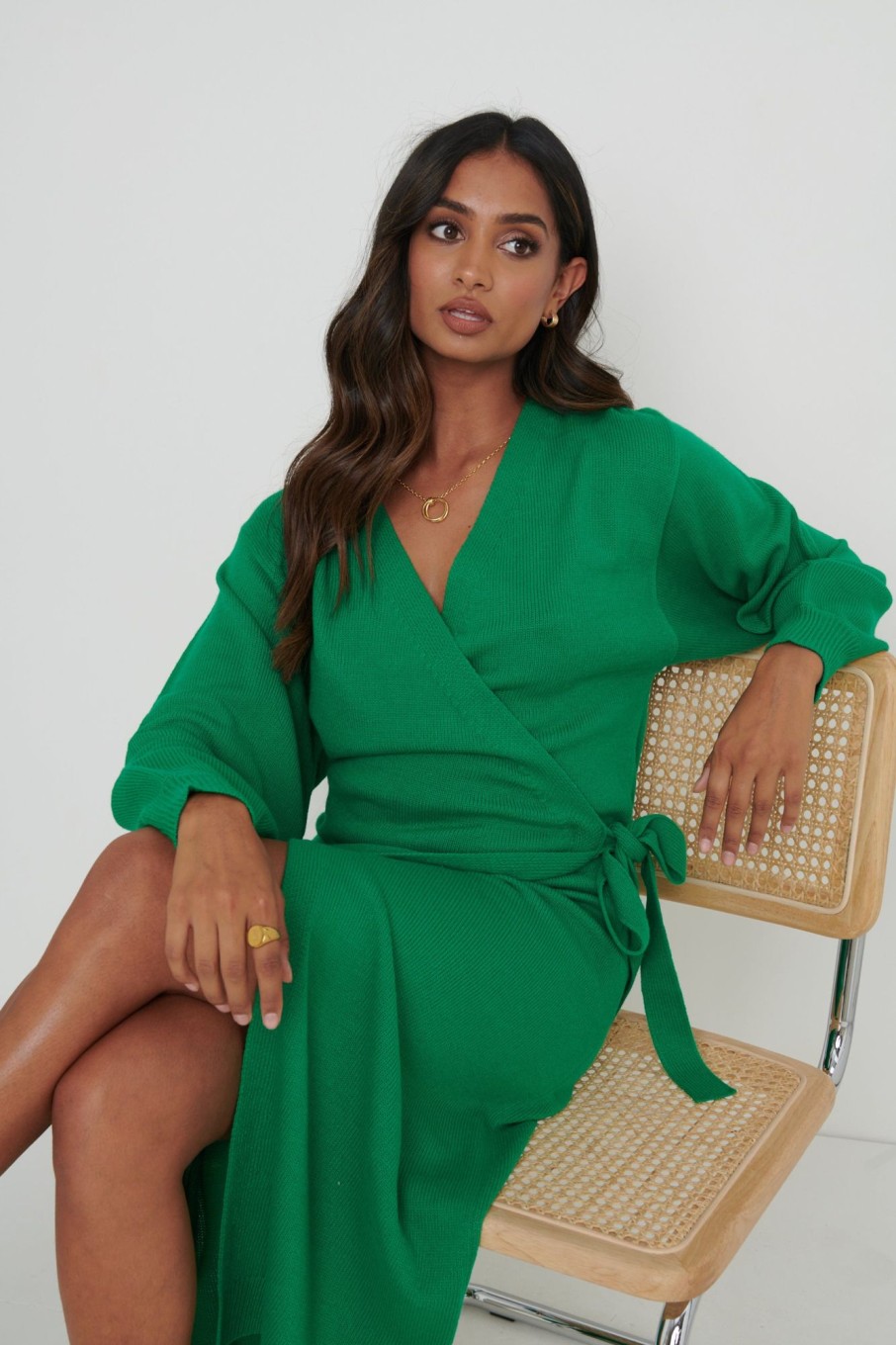 Clothing Pretty Lavish | Beau Wrap Midi Dress Emerald