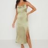 Clothing Pretty Lavish | Keisha Asymmetric Midaxi Dress Olive Grey