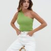 Clothing Pretty Lavish | Mckay One Shoulder Knit Top Lime