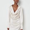 Clothing Pretty Lavish | Iris Cowl Front Mini Dress Cream