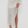 Clothing Pretty Lavish | Hendrix Slit Sequin Skirt Silver