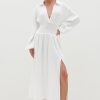 Clothing Pretty Lavish | Loretta Shirred Midaxi Dress White