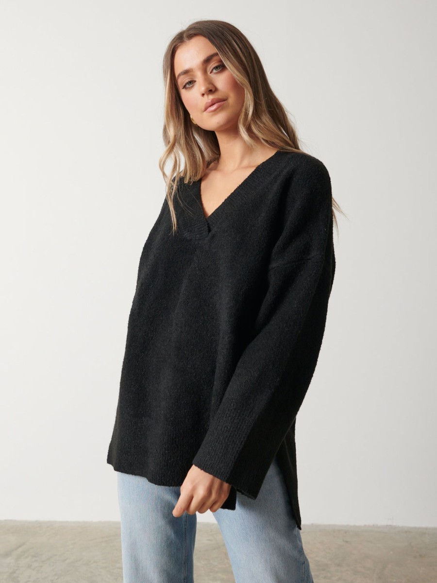 Clothing Pretty Lavish | Myla Oversized Jumper Black