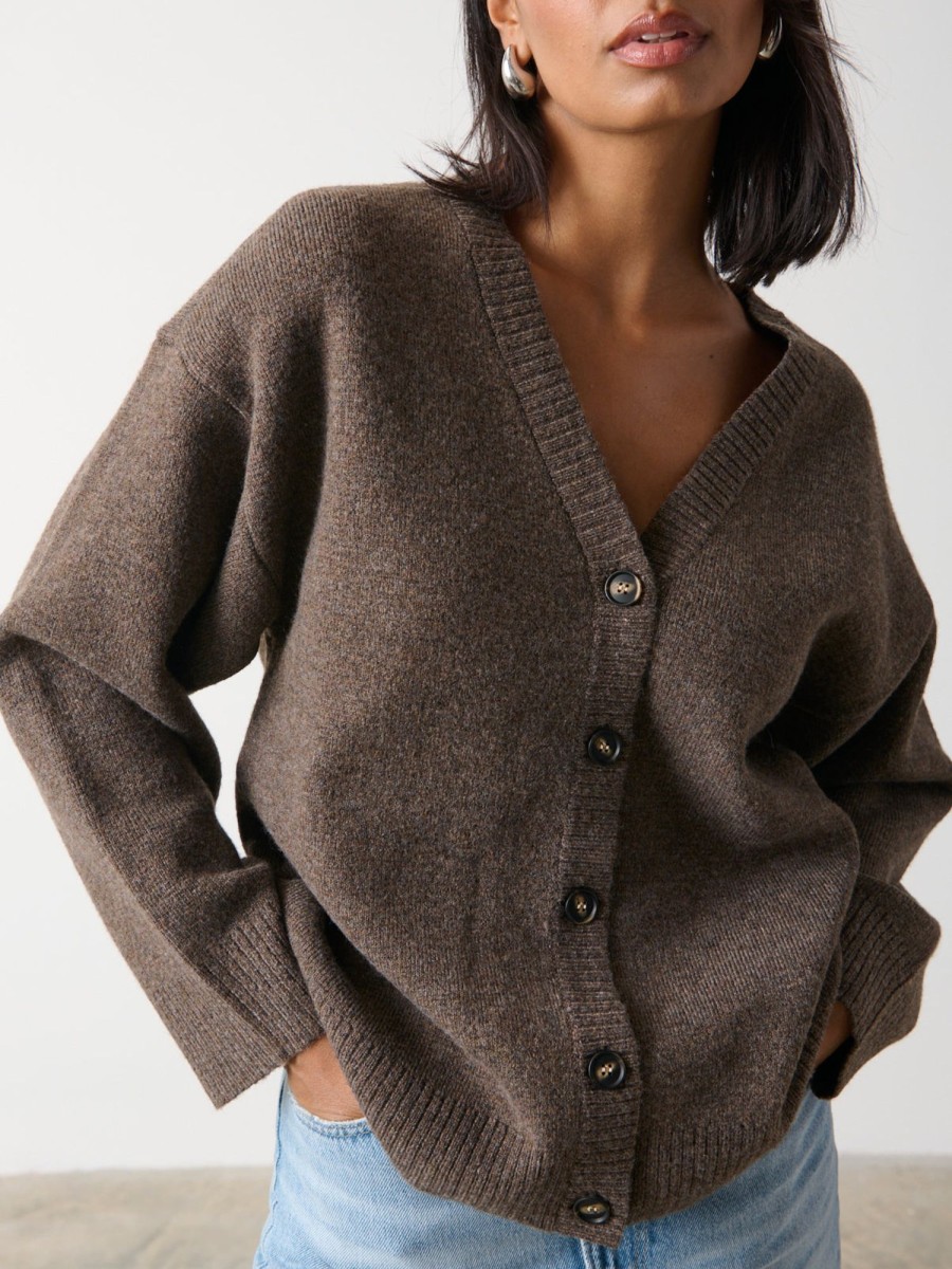 Clothing Pretty Lavish | Makai Oversized Cardigan Brown