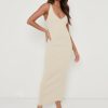 Clothing Pretty Lavish | Lara Ribbed Midaxi Dress Beige