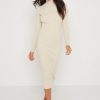 Clothing Pretty Lavish | Abbey Ribbed Knit Dress Beige