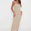 Clothing Pretty Lavish | Keisha Crochet Midaxi Dress Taupe