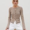 Clothing Pretty Lavish | Lacey Button Down Top Taupe