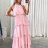 Clothing Pretty Lavish | Thea Ruffle Halterneck Dress Pink