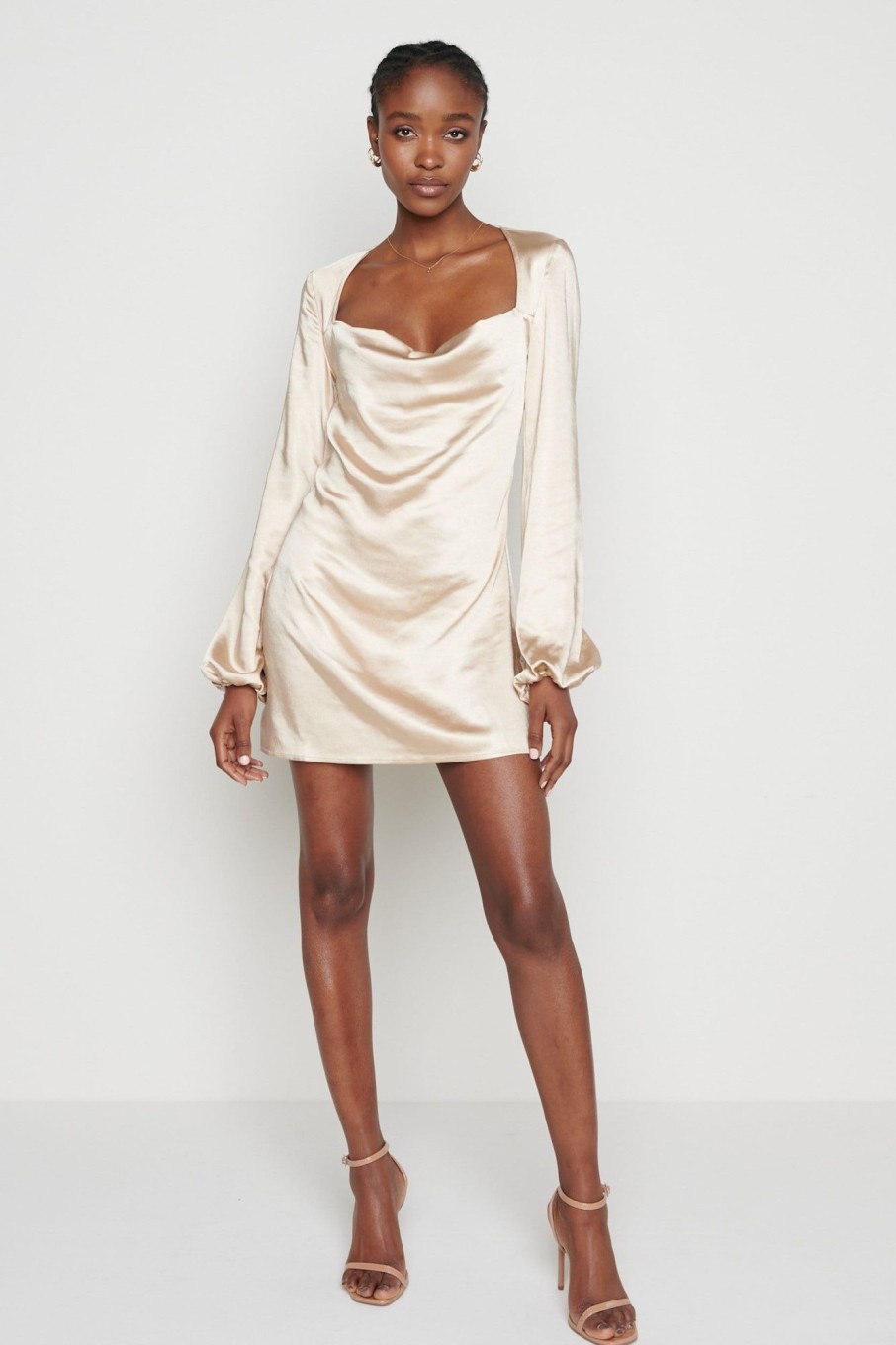 Clothing Pretty Lavish | Janis Mini Cowl Neck Dress Champagne