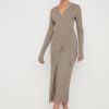 Clothing Pretty Lavish | Vinnie Wrap Tie Midaxi Dress Taupe