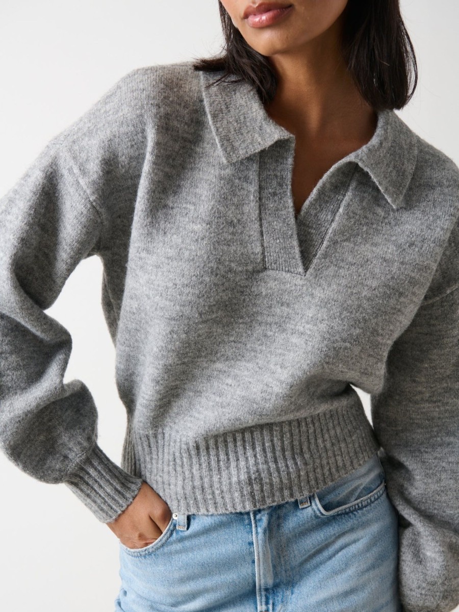 Clothing Pretty Lavish | Cruz Cropped Jumper Grey