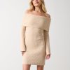 Clothing Pretty Lavish | Elodie Mini Bardot Knit Dress Cream