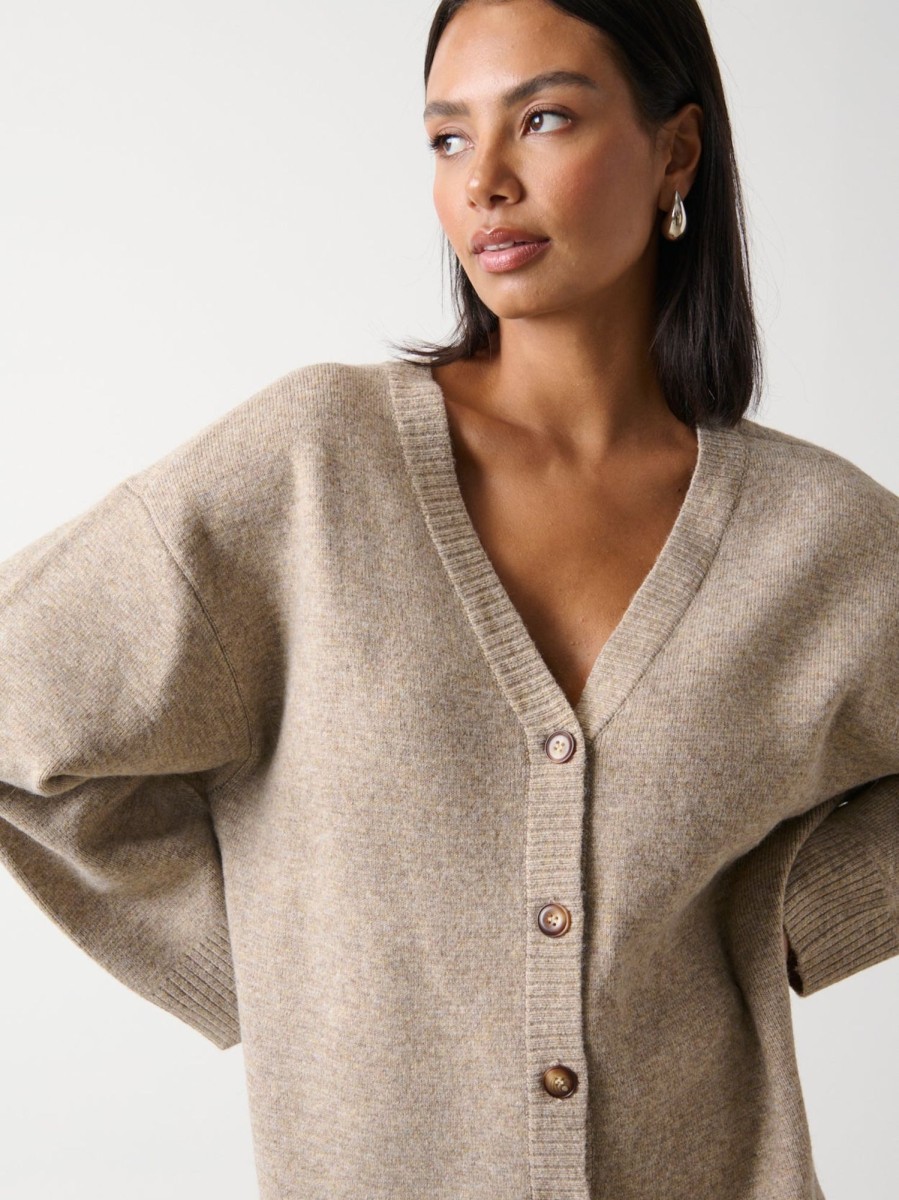 Clothing Pretty Lavish | Makai Oversized Cardigan Beige