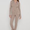 Clothing Pretty Lavish | Gigi Split Hem Knit Trousers Taupe