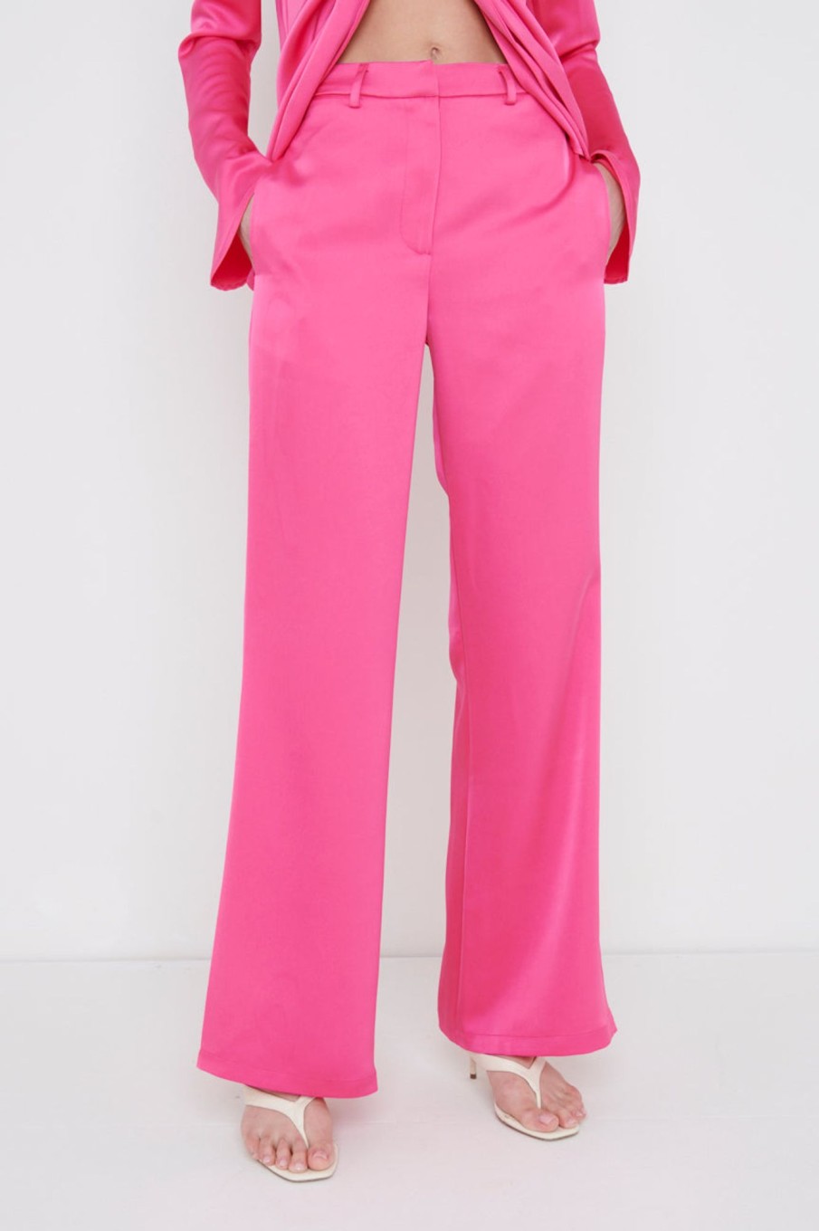 Clothing Pretty Lavish | Ashley Straight Leg Trousers Pink