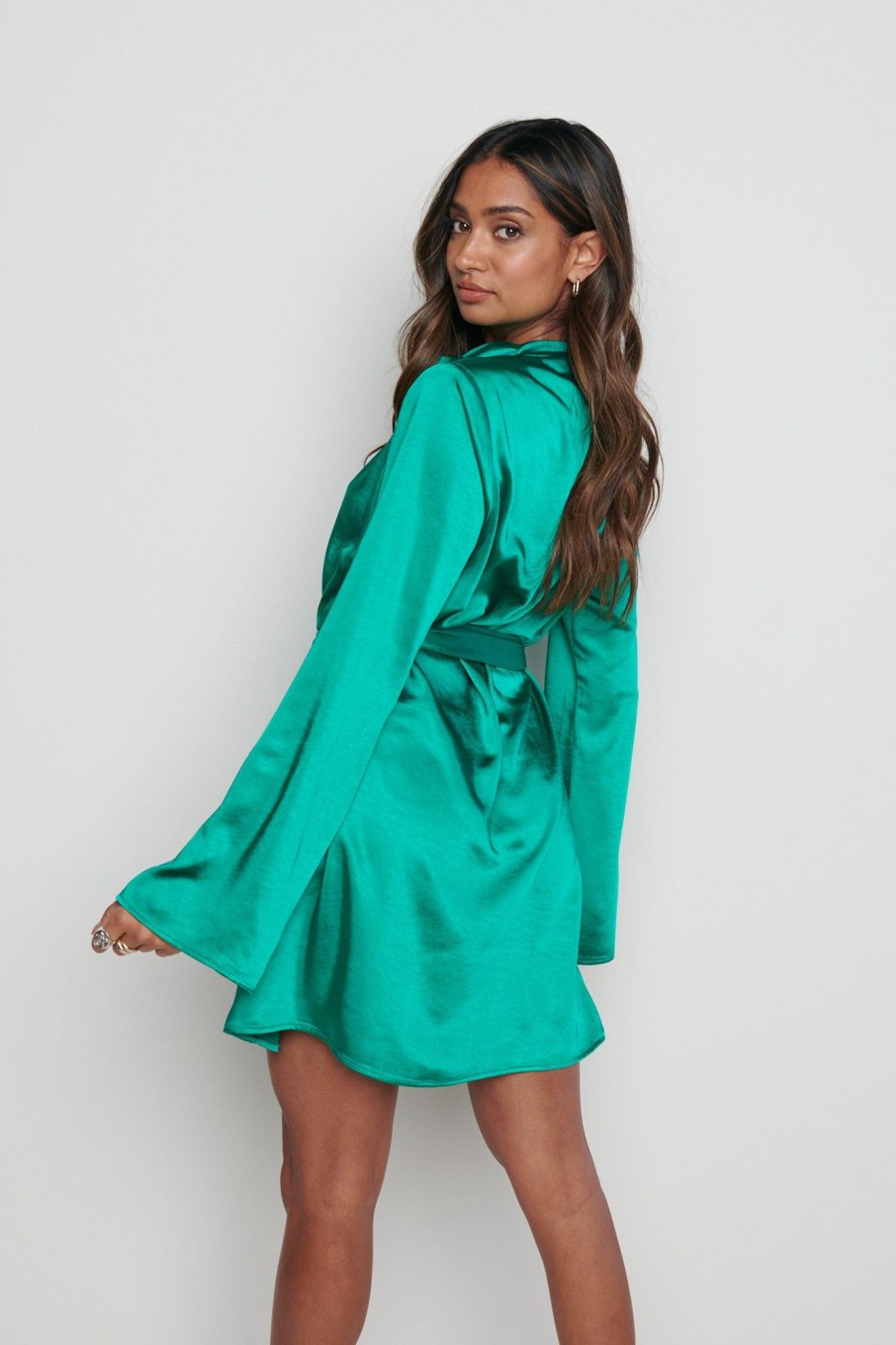 Clothing Pretty Lavish | Jayda Cowl Neck Dress Emerald