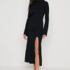 Clothing Pretty Lavish | Brielle High Neck Midaxi Knit Dress Black