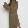 Clothing Pretty Lavish | Hattie Ribbed Jumper Dress Khaki