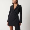 Clothing Pretty Lavish | Arielle Wrap Tie Blazer Dress Black