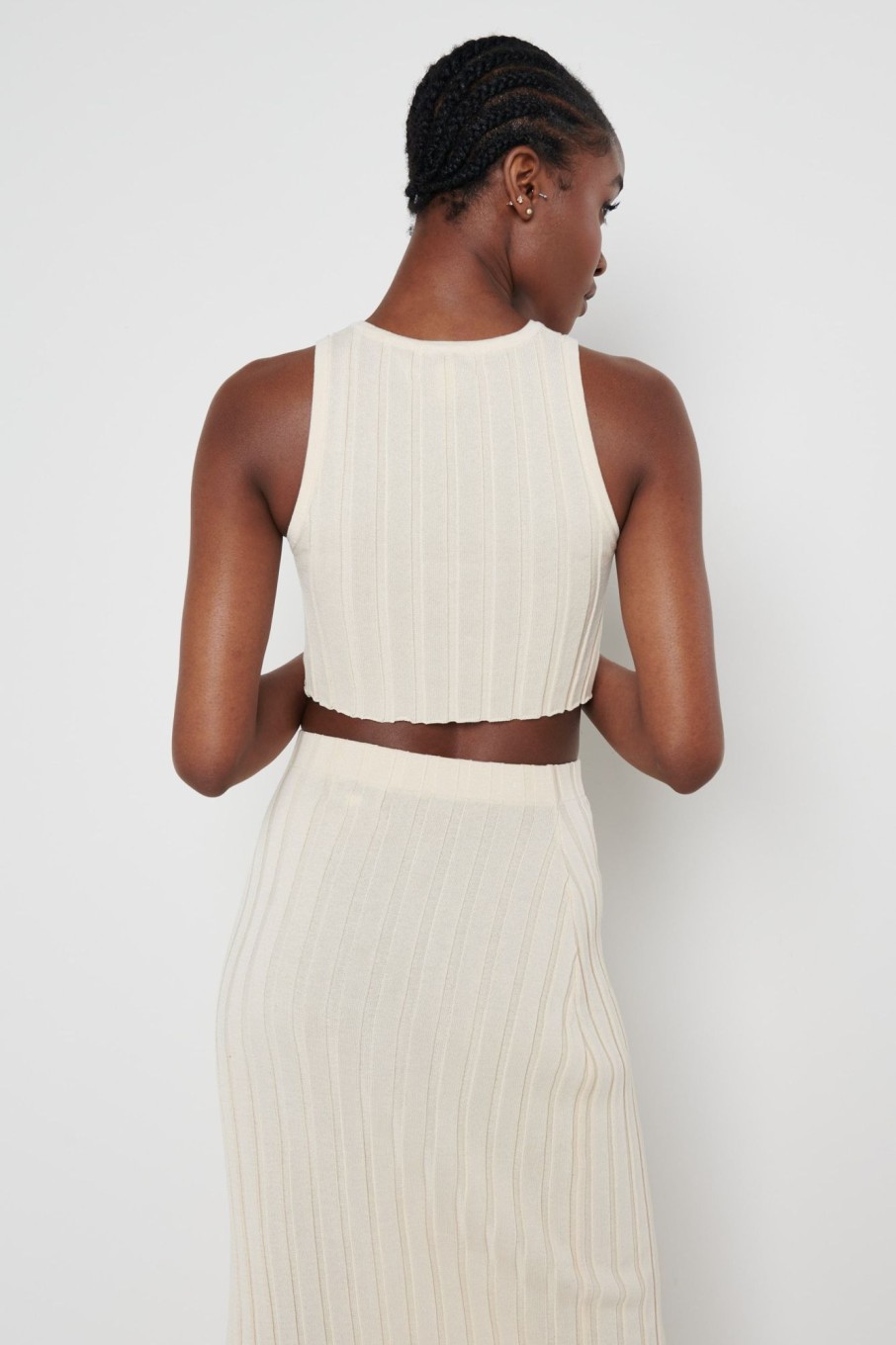 Clothing Pretty Lavish | Auden Rib Knit Crop Top Cream